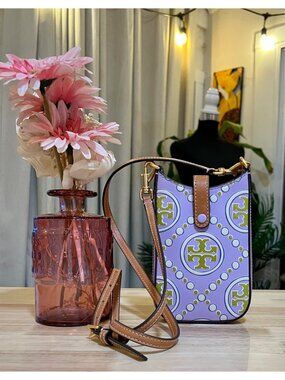 TORY BURCH PURPLE & GREEN EMBOSSED CROSSBODY